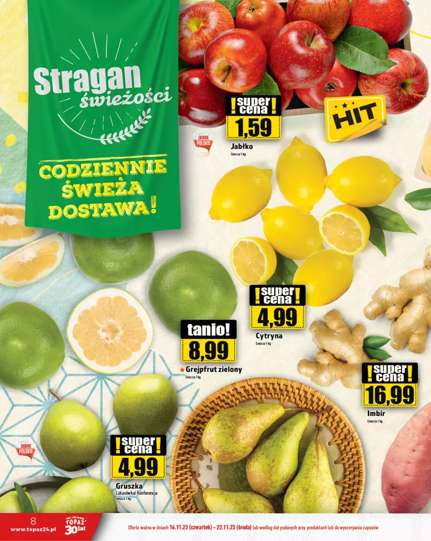 Gazetka promocyjna Topaz - Gazetka - ważna 16.11 do 22.11.2023 - strona 8 - produkty: Grejpfrut, Top