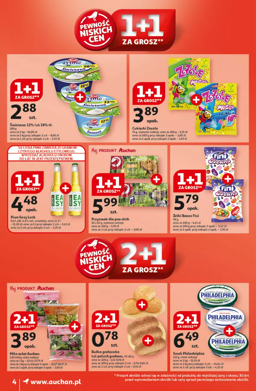 Gazetka promocyjna Auchan - Gazetka Pewność Niskich Cen Supermarket Auchan - ważna 22.08 do 28.08.2024 - strona 6 - produkty: Cukier, Cukierki, Gra, Philadelphia, Piwo, Przysmak dla psa, Sałat, Tera