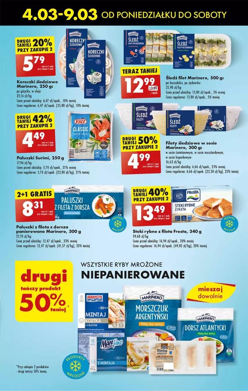 Gazetka promocyjna Biedronka - Od poniedzialku - ważna 04.03 do 09.03.2024 - strona 29 - produkty: Dorsz, Frosta, Gra, Mus, Olej, Sos, Stek, Surimi, Tera