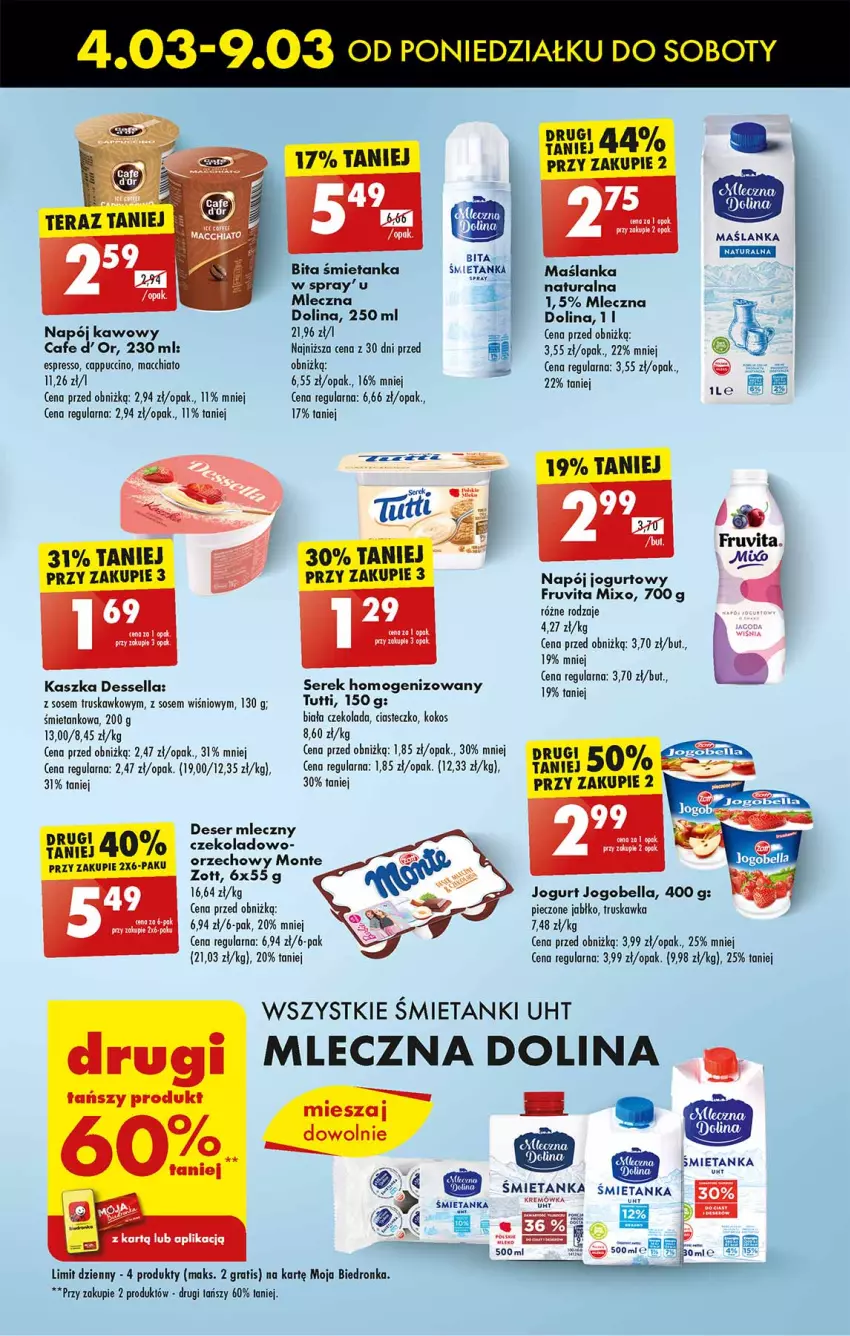 Gazetka promocyjna Biedronka - Od poniedzialku - ważna 04.03 do 09.03.2024 - strona 35 - produkty: Bell, Bella, Cappuccino, Chia, Czekolada, Deser, Deser mleczny, Dron, Gra, Jogobella, Jogurt, Kokos, Maślanka, Monte, Napój, Piec, Ser, Serek, Serek homogenizowany, Sos, Zott