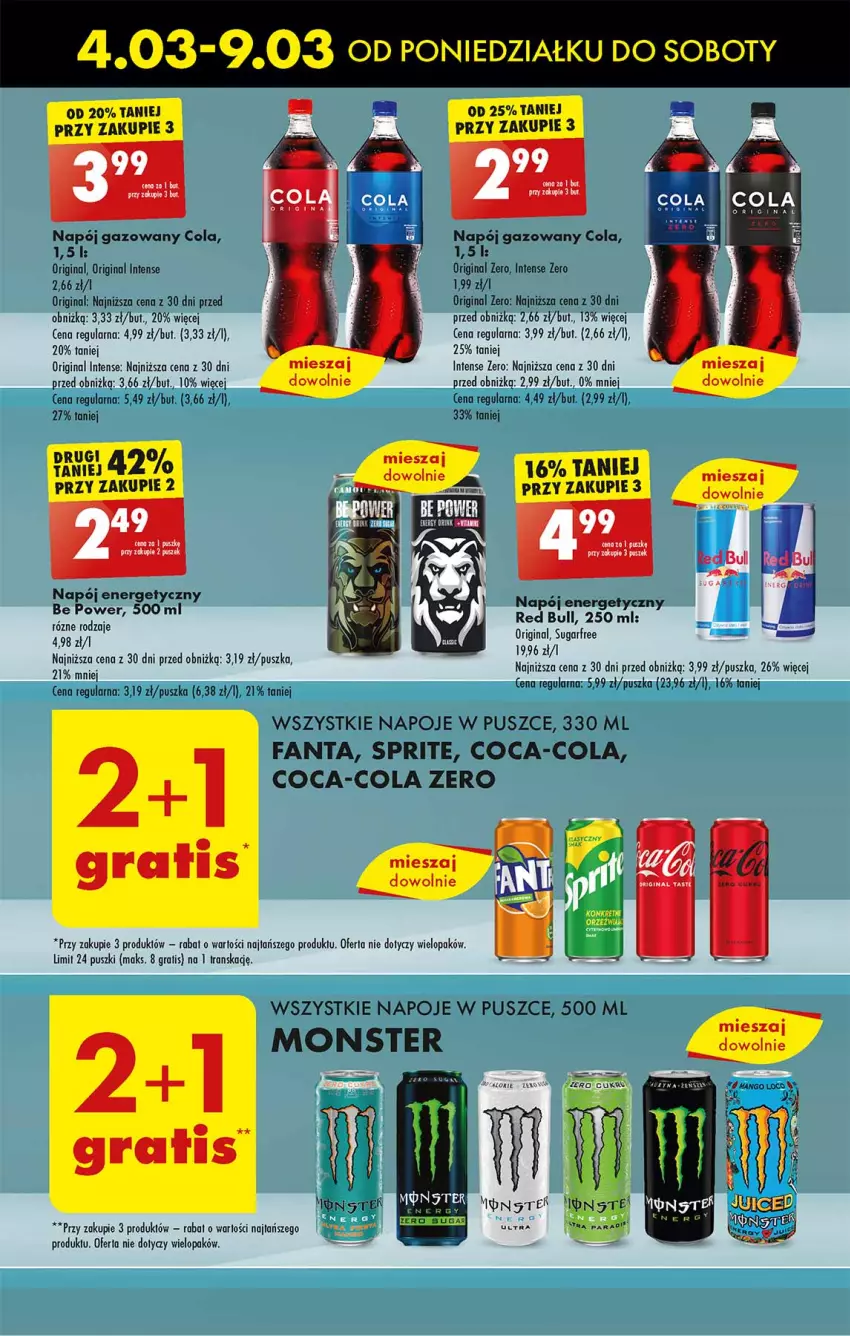 Gazetka promocyjna Biedronka - Od poniedzialku - ważna 04.03 do 09.03.2024 - strona 47 - produkty: Coca-Cola, Fa, Fanta, Gin, Gra, Napój, Napój energetyczny, Napój gazowany, Napoje, Red Bull, Sprite, Tran