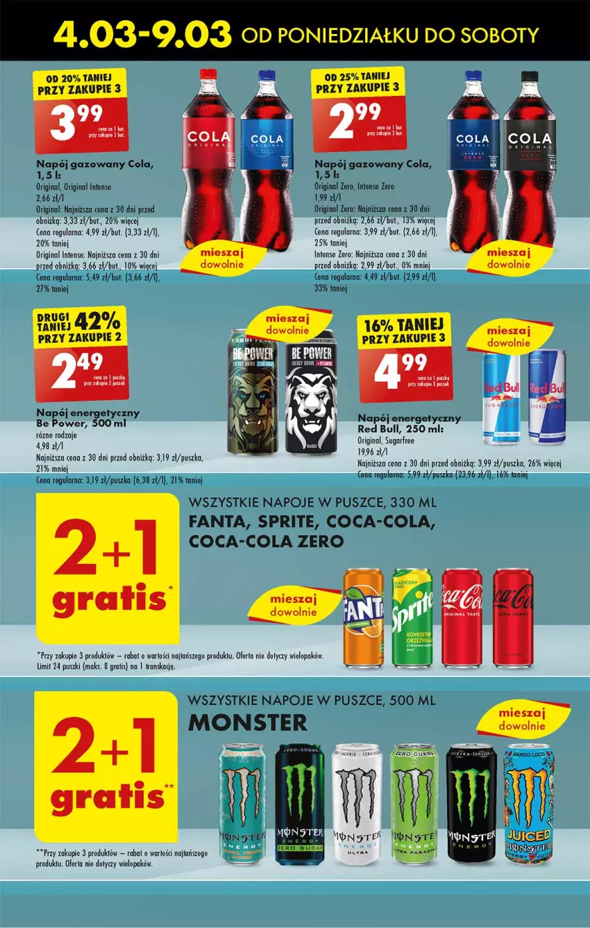 Gazetka promocyjna Biedronka - Od poniedzialku - ważna 04.03 do 09.03.2024 - strona 48 - produkty: Coca-Cola, Fa, Fanta, Gin, Gra, Napój, Napój energetyczny, Napój gazowany, Napoje, Red Bull, Sprite, Tran