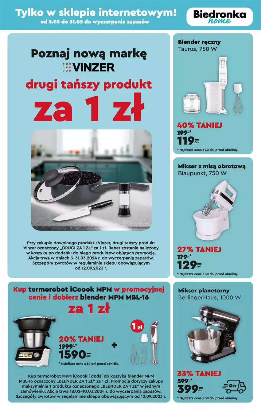 Gazetka promocyjna Biedronka - Od poniedzialku - ważna 04.03 do 09.03.2024 - strona 69 - produkty: Blender, Blender ręczny, Dron, Kosz, Mikser, Mikser z misą, Robot, Ser