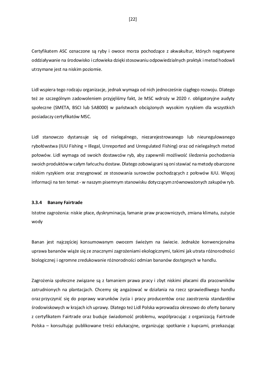 Gazetka promocyjna Lidl - Zasada należytej staranności w procesie zaopatrywania w towary - ważna 31.10.2019 do 31.12.2030 - strona 22 - produkty: Banany, Fa, Owoce, Owoce morza, Por, Ryby i owoce morza, Sok