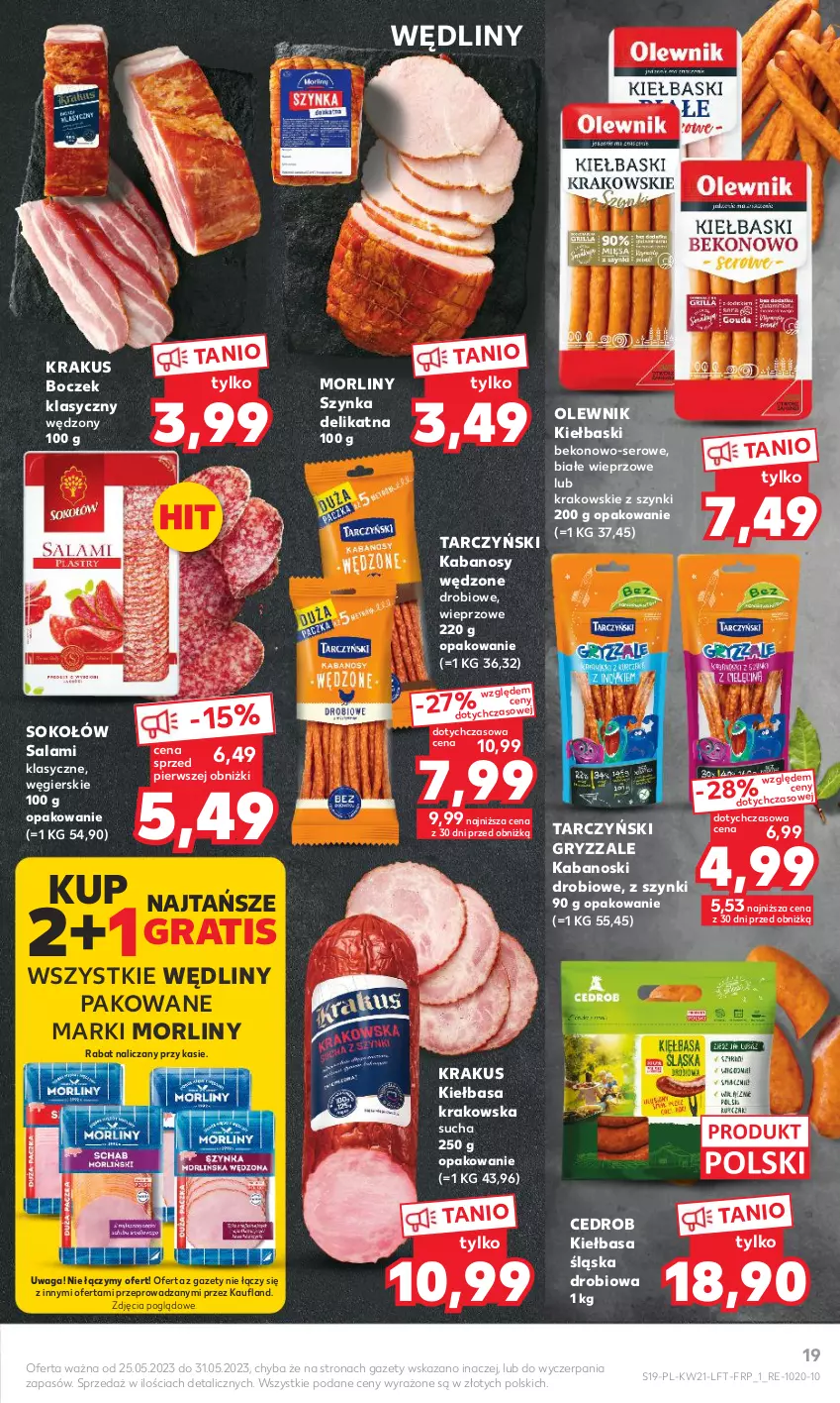 Gazetka promocyjna Kaufland - Gazetka tygodnia - ważna 25.05 do 31.05.2023 - strona 19 - produkty: Beko, Boczek, Gra, Gry, Kabanos, Kiełbasa, Kiełbasa krakowska, Kiełbasa śląska, Krakus, Morliny, Olewnik, Salami, Ser, Sok, Sokołów, Szynka, Tarczyński, Waga