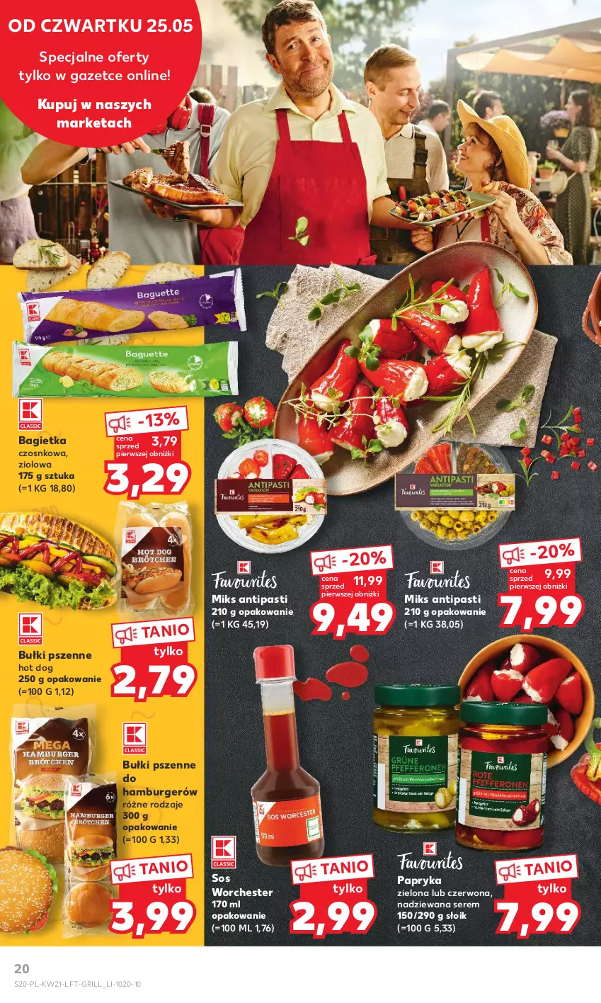 Gazetka promocyjna Kaufland - Gazetka tygodnia - ważna 25.05 do 31.05.2023 - strona 20 - produkty: Bagietka, Bagietka czosnkowa, Burger, Grill, Hamburger, Hot dog, Papryka, Ser, Sos