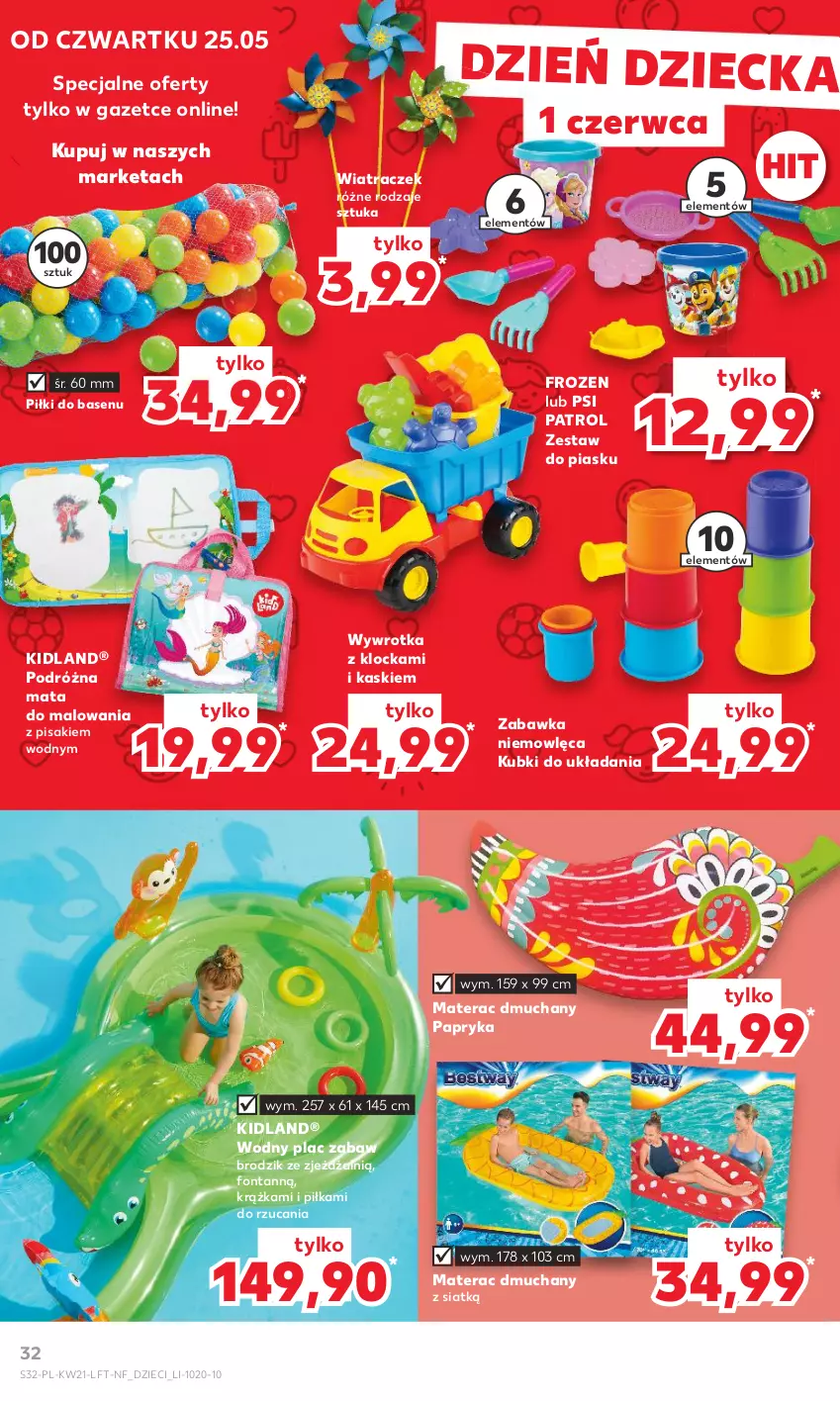 Gazetka promocyjna Kaufland - Gazetka tygodnia - ważna 25.05 do 31.05.2023 - strona 32 - produkty: Brodzik, Dzieci, Frozen, Kask, Materac, Materac dmuchany, Papryka, Psi Patrol, Tera, Wywrotka, Zabawka