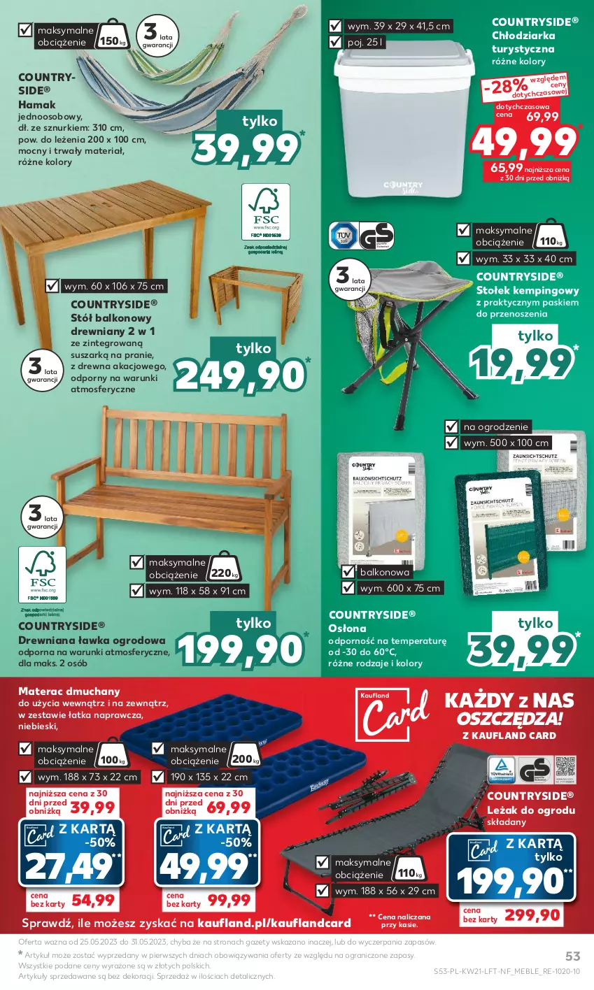 Gazetka promocyjna Kaufland - Gazetka tygodnia - ważna 25.05 do 31.05.2023 - strona 53 - produkty: Chłodziarka, Gra, Hama, Materac, Materac dmuchany, Meble, Por, Stół, Stołek, Tera