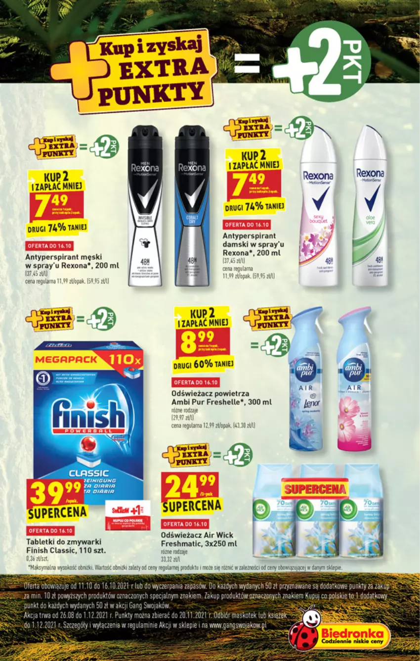 Gazetka promocyjna Biedronka - W tym tygodniu - ważna 14.10 do 20.10.2021 - strona 11 - produkty: Air Wick, Ambi Pur, Antyperspirant, Odświeżacz powietrza, Pur, Rexona, Tablet, Tabletki do zmywarki, Zmywarki