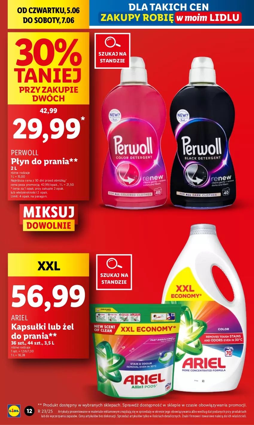 Gazetka promocyjna Lidl - GAZETKA - ważna 05.06 do 07.06.2025 - strona 12 - produkty: Ariel, Perwoll, Płyn do prania