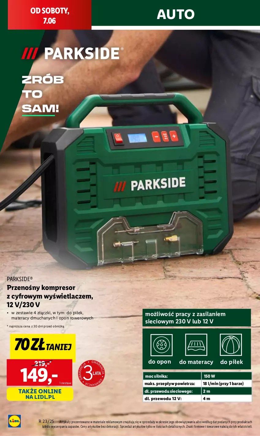 Gazetka promocyjna Lidl - GAZETKA - ważna 05.06 do 07.06.2025 - strona 16 - produkty: Kompresor, Materac, Parkside, Rower, Silan, Tera