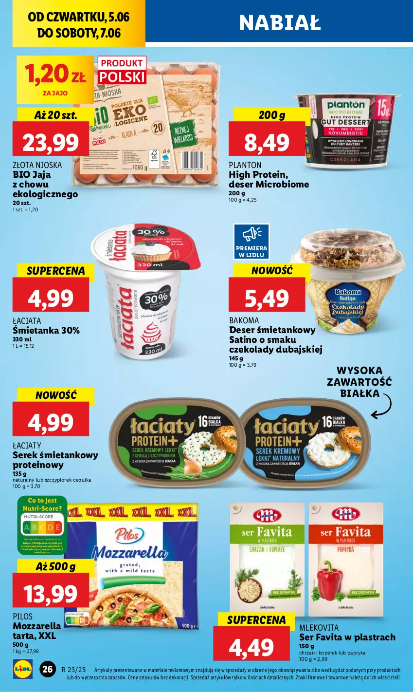 Gazetka promocyjna Lidl - GAZETKA - ważna 05.06 do 07.06.2025 - strona 32 - produkty: Bakoma, Chrzan, Deser, Fa, Favita, Jaja, Mleko, Mlekovita, Mozzarella, Papryka, Pilos, Sati, Ser, Serek, Sok, Tarta