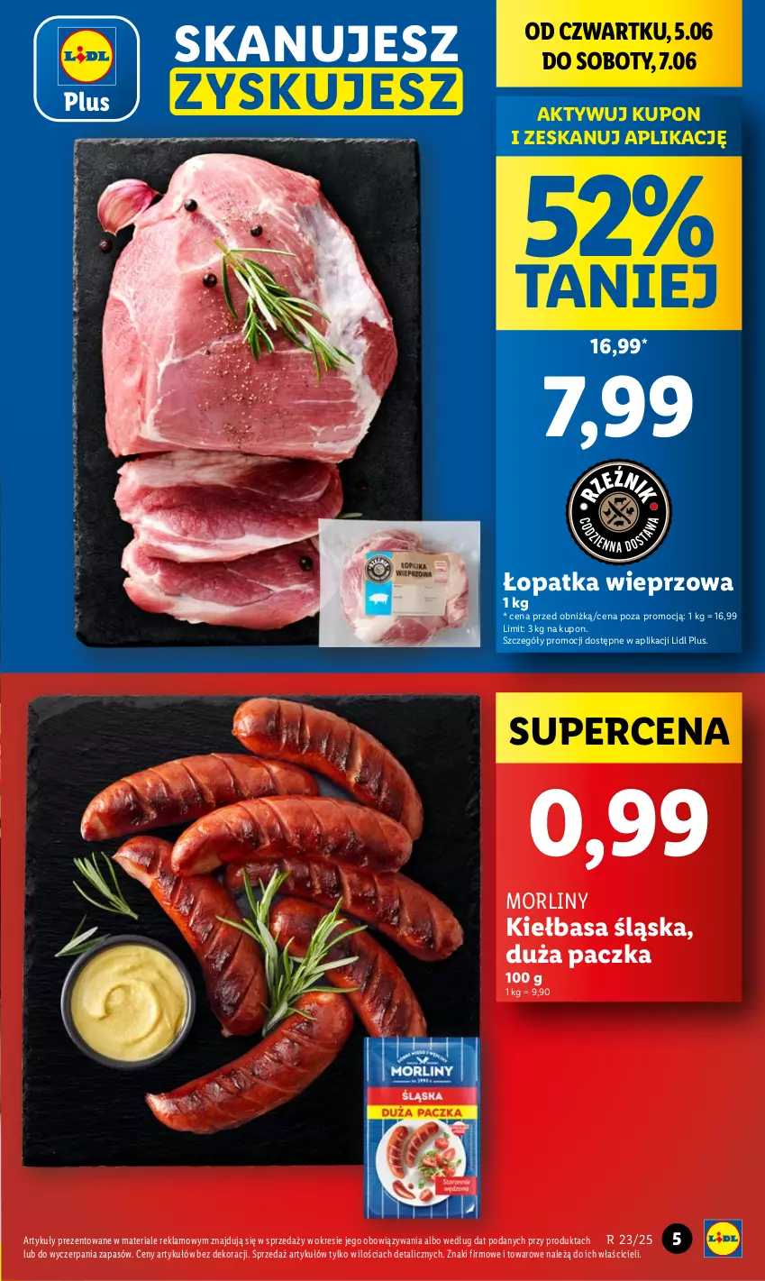 Gazetka promocyjna Lidl - GAZETKA - ważna 05.06 do 07.06.2025 - strona 5 - produkty: Kiełbasa, Kiełbasa śląska, Morliny