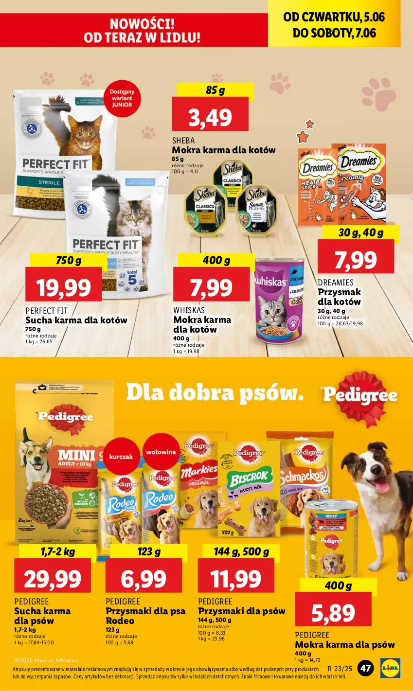 Gazetka promocyjna Lidl - GAZETKA - ważna 05.06 do 07.06.2025 - strona 57 - produkty: Mokra karma, Pedigree, Przysmaki, Sheba, Sucha karma, Whiskas