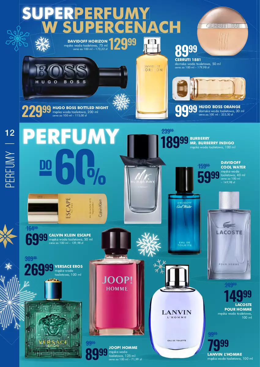 Gazetka promocyjna Super Pharm - Gazetka - ważna 26.01 do 09.02.2022 - strona 12 - produkty: Burberry, Calvin Klein, Cerruti, Hugo Boss, Lacoste, Lanvin, Perfum, Versace, Woda