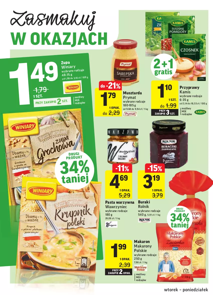 Gazetka promocyjna Intermarche - Okazje tygodnia - ważna 09.02 do 15.02.2021 - strona 26 - produkty: Buraki, Gra, Kamis, Makaron, Mus, Musztarda, Pasta warzywna, Prymat, Przyprawy, Rolnik, Winiary, Zupa