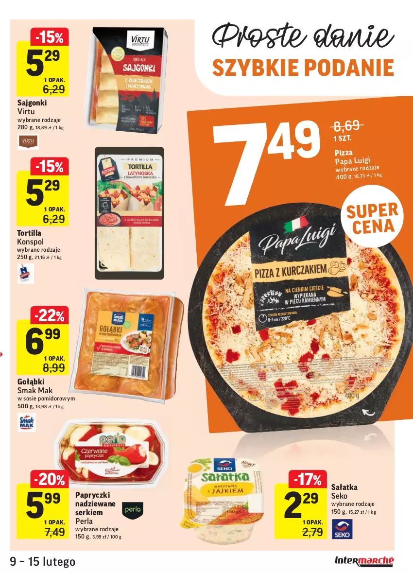 Gazetka promocyjna Intermarche - Okazje tygodnia - ważna 09.02 do 15.02.2021 - strona 27 - produkty: Papryczki nadziewane, Pizza, Sajgonki, Sałat, Sałatka, SEKO, Ser, Sos, Tortilla, Virtu