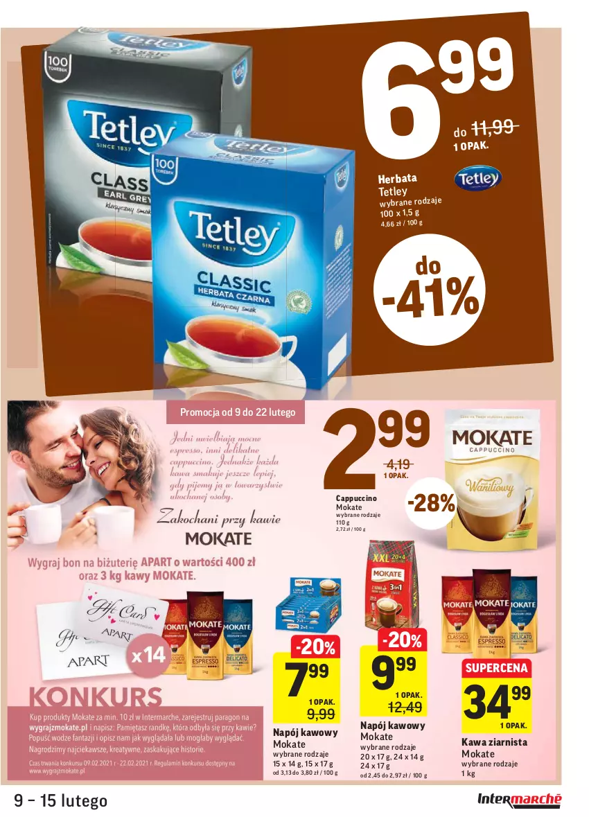 Gazetka promocyjna Intermarche - Okazje tygodnia - ważna 09.02 do 15.02.2021 - strona 29 - produkty: Cappuccino, Herbata, Kawa, Kawa ziarnista, Napój, Tetley