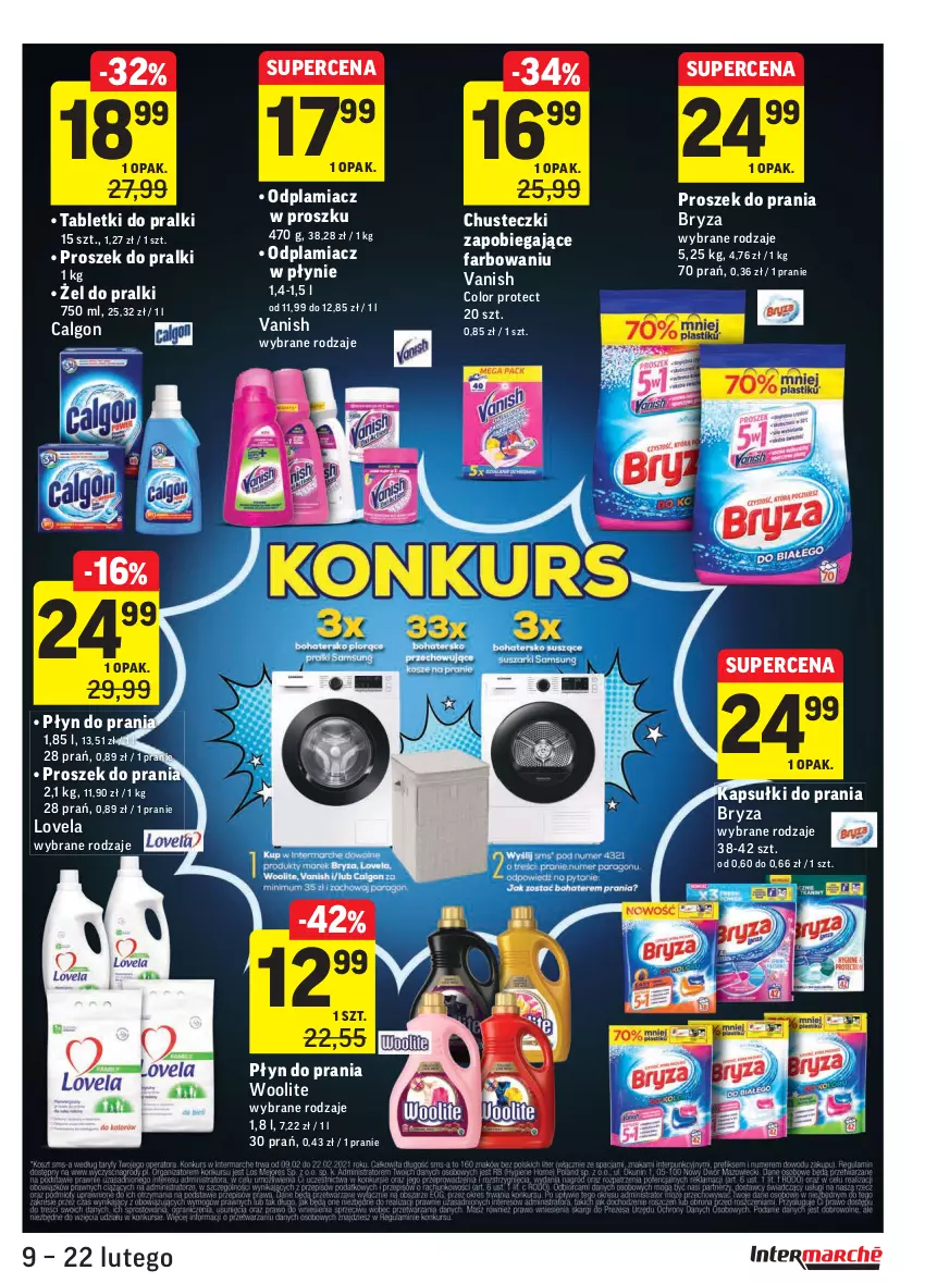 Gazetka promocyjna Intermarche - Okazje tygodnia - ważna 09.02 do 15.02.2021 - strona 33 - produkty: Bryza, Calgon, Chusteczki, Fa, Kapsułki do prania, LG, Lovela, Odplamiacz, Płyn do prania, Pralki, Proszek do prania, Tablet, Vanish, Woolite