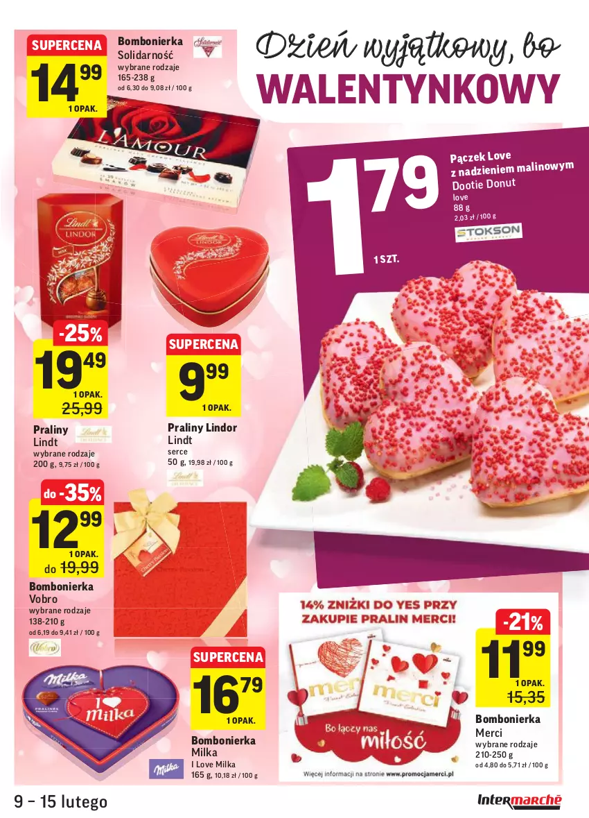 Gazetka promocyjna Intermarche - Okazje tygodnia - ważna 09.02 do 15.02.2021 - strona 5 - produkty: Donut, Lindor, Lindt, Merci, Milka, Pączek, Praliny, Ser