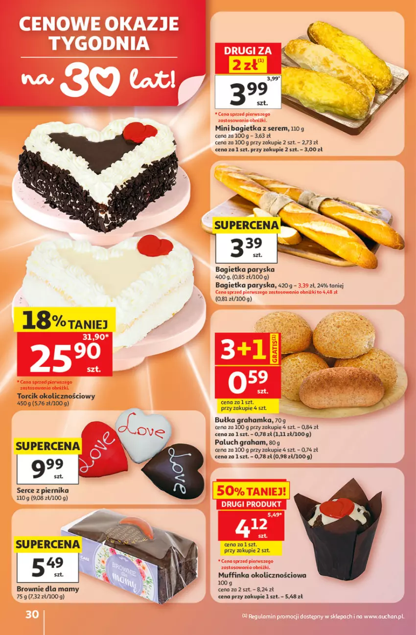 Gazetka promocyjna Auchan - Gazetka 30 Lat Hipermarket Auchan - ważna 21.05 do 27.05.2026 - strona 30 - produkty: Bagietka, Brownie, Bułka, Bułka grahamka, Gra, Inka, Piernik, Ser