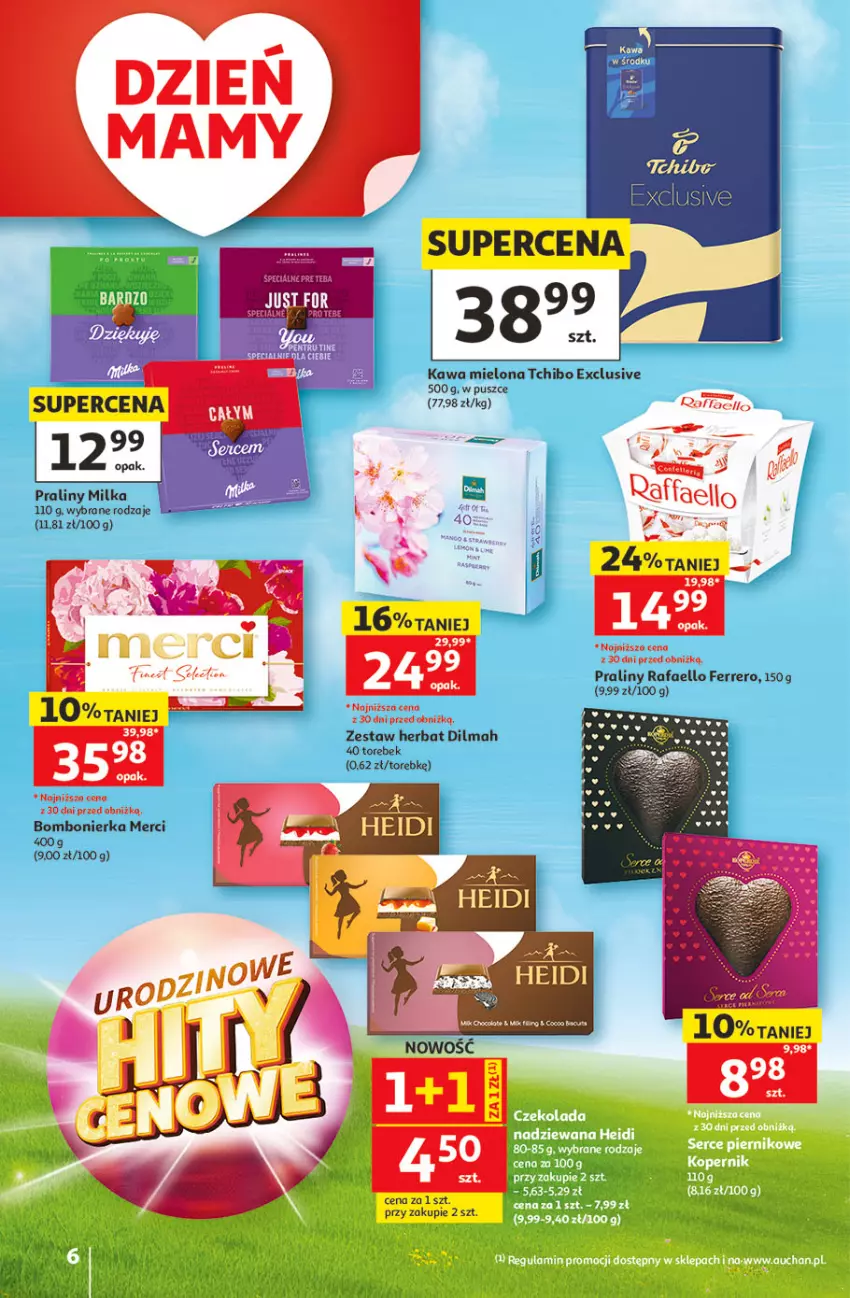 Gazetka promocyjna Auchan - Gazetka 30 Lat Hipermarket Auchan - ważna 21.05 do 27.05.2026 - strona 6 - produkty: Dilmah, Fa, Ferrero, Kawa, Kawa mielona, Merci, Milka, Praliny, Tchibo