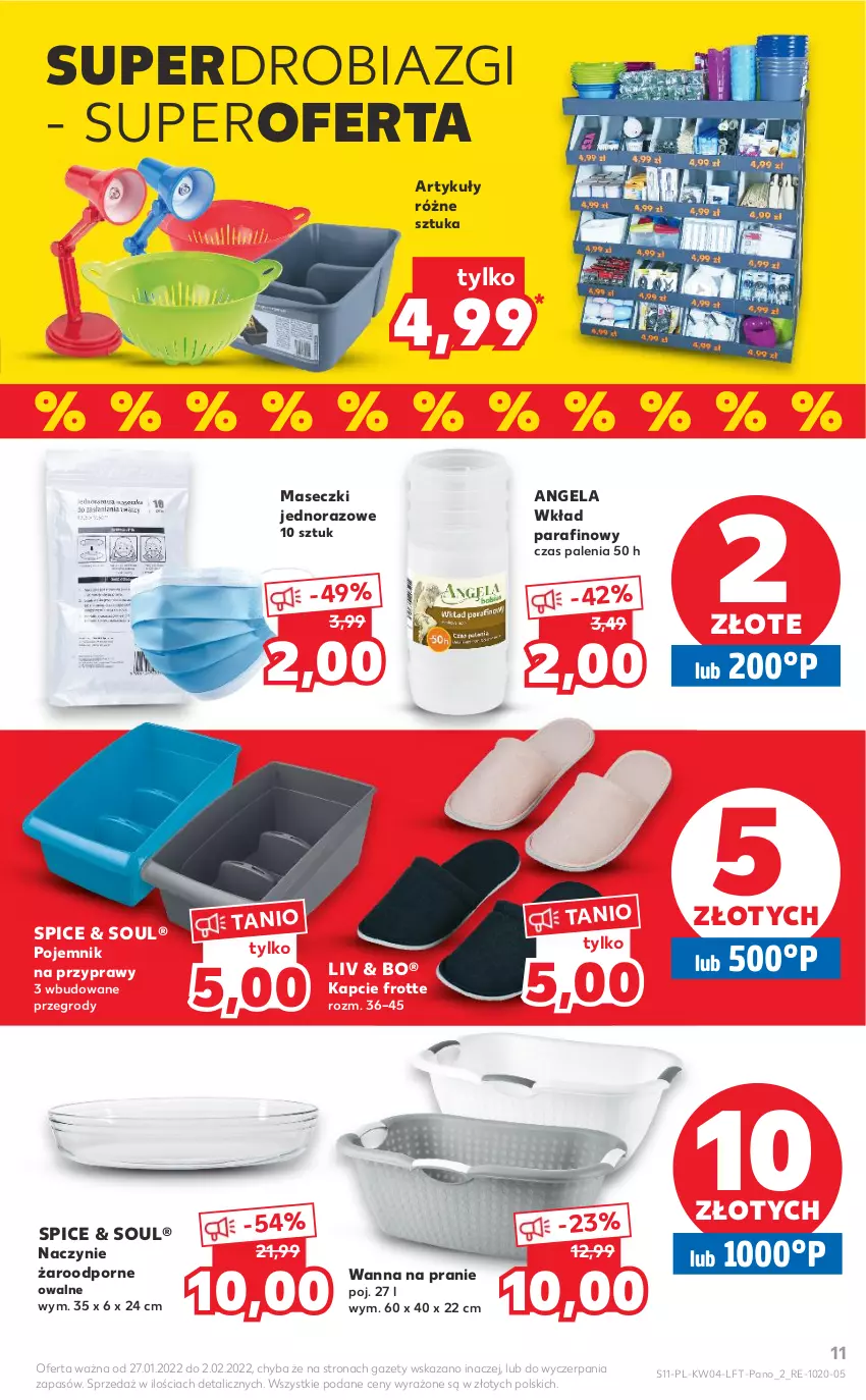 Gazetka promocyjna Kaufland - OFERTA TYGODNIA - ważna 27.01 do 02.02.2022 - strona 11 - produkty: Kapcie, Naczynie żaroodporne, Pojemnik, Pojemnik na przyprawy, Por, Przyprawy, Wanna