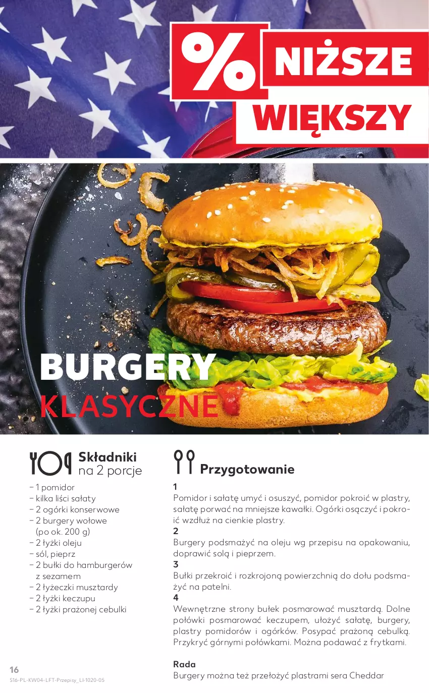 Gazetka promocyjna Kaufland - OFERTA TYGODNIA - ważna 27.01 do 02.02.2022 - strona 16 - produkty: Burger, Cheddar, Hamburger, Kawa, Mus, Ogórki konserwowe, Olej, Pieprz, Por, Sałat, Ser, Sezam, Sól