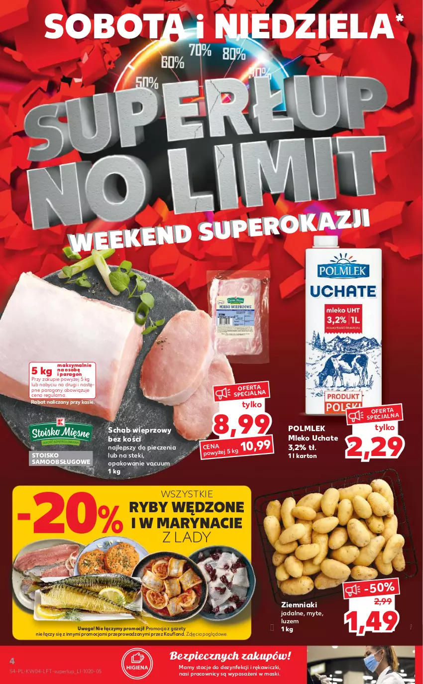 Gazetka promocyjna Kaufland - OFERTA TYGODNIA - ważna 27.01 do 02.02.2022 - strona 4 - produkty: Mleko, Piec, POLMLEK, Schab wieprzowy, Stek, Waga, Ziemniaki