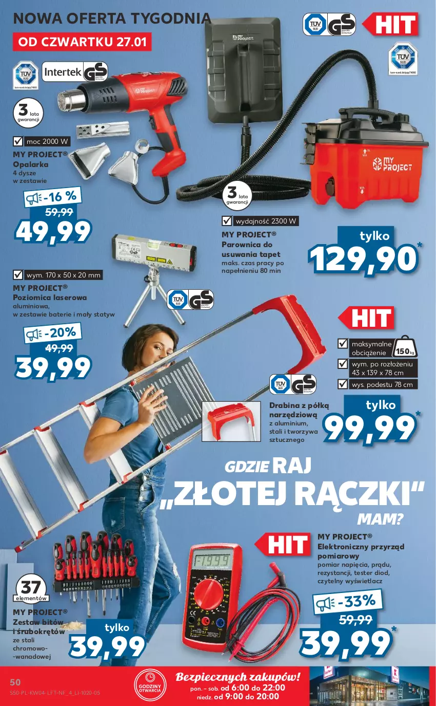 Gazetka promocyjna Kaufland - OFERTA TYGODNIA - ważna 27.01 do 02.02.2022 - strona 50 - produkty: Drabina, Opalarka, Parownica, Piec, Poziomica, Ser