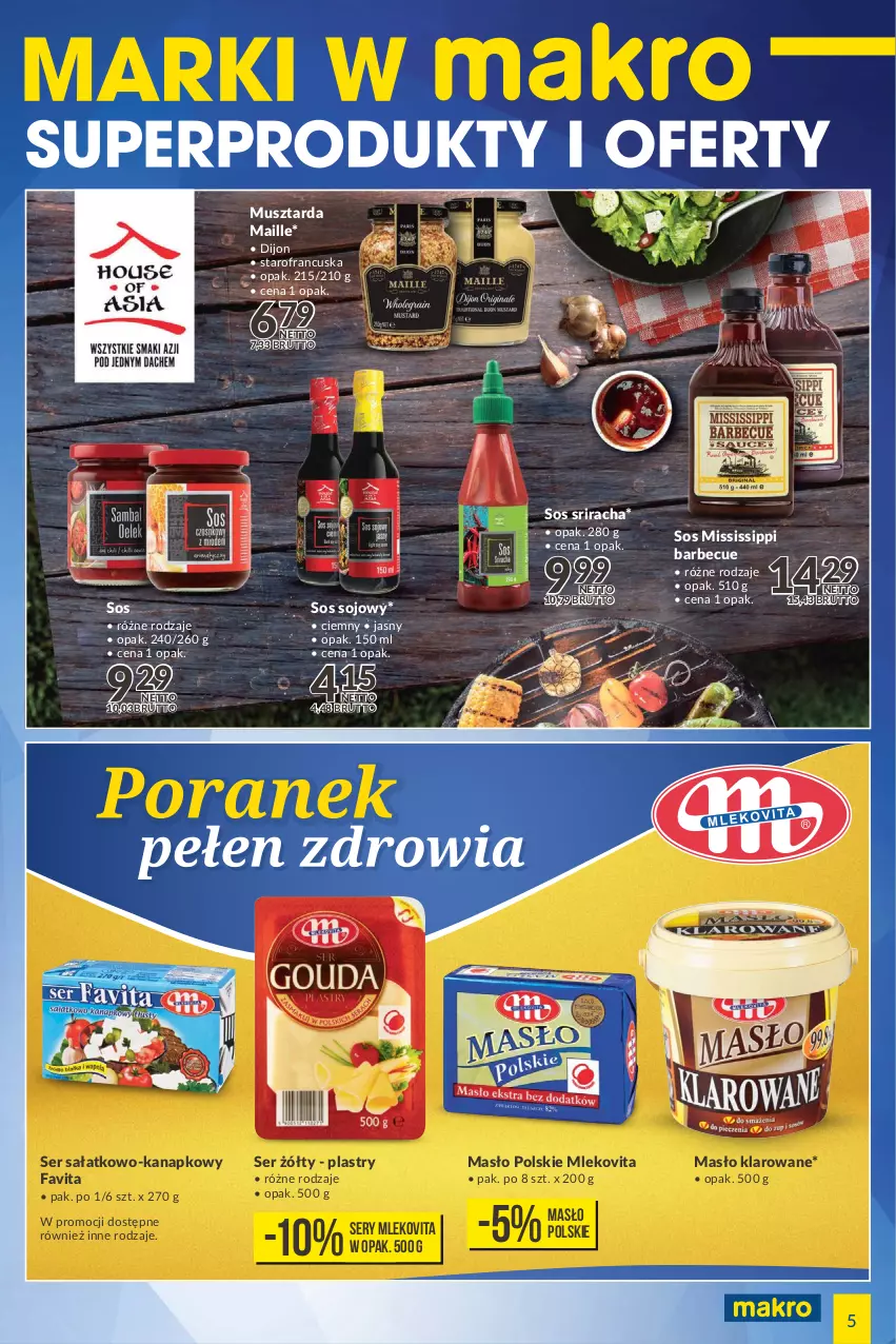 Gazetka promocyjna Makro - [Oferta specjalna] Marki w MAKRO - ważna 19.04 do 02.05.2022 - strona 5 - produkty: Fa, Favita, Masło, Masło klarowane, Mleko, Mlekovita, Mus, Musztarda, Sałat, Ser, Ser sałatkowo-kanapkowy, Sos, Sos sojowy