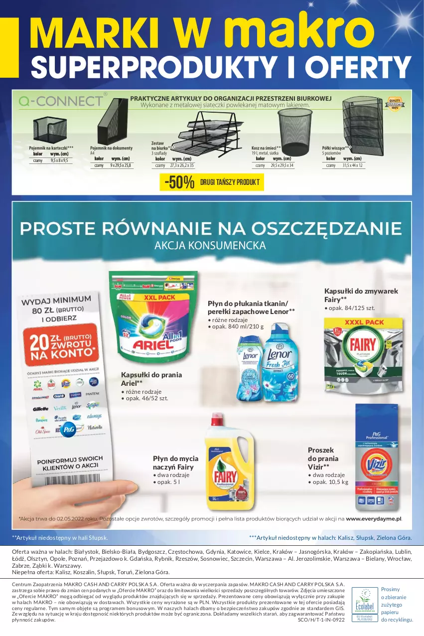 Gazetka promocyjna Makro - [Oferta specjalna] Marki w MAKRO - ważna 19.04 do 02.05.2022 - strona 8 - produkty: Ariel, Do mycia naczyń, Fa, Fairy, Gra, Kapsułki do prania, Kosz, Lenor, Papier, Perełki zapachowe, Piec, Płyn do mycia, Płyn do mycia naczyń, Płyn do płukania, Proszek do prania, Rum, Sos, Szal, Vizir