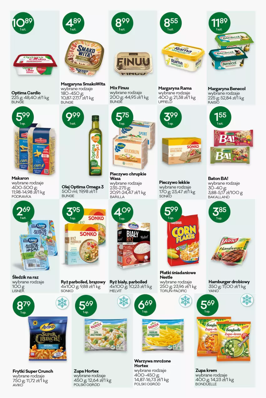 Gazetka promocyjna Groszek - ważna 13.10 do 25.10.2022 - strona 5 - produkty: Ba!, Bakalland, Barilla, Baton, Benecol, Bonduelle, Burger, Chrupki, Cif, Danio, Fa, Finuu, Frytki, Hamburger, Hortex, Lisner, Makaron, Margaryna, Melvit, Ogród, Olej, Optima, Optima Cardio, Piec, Pieczywo, Pieczywo chrupkie, Podravka, Rama, Ryż, Ryż biały, Ryż parboiled, Smakowita, Sonko, Warzywa, Wasa, Zupa