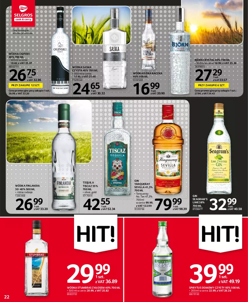 Gazetka promocyjna Selgros - Oferta spożywcza - ważna 05.08 do 18.08.2021 - strona 22 - produkty: Finlandia, Gin, Gra, Kaczka, Ogiński, Saska, Tequila, Wódka