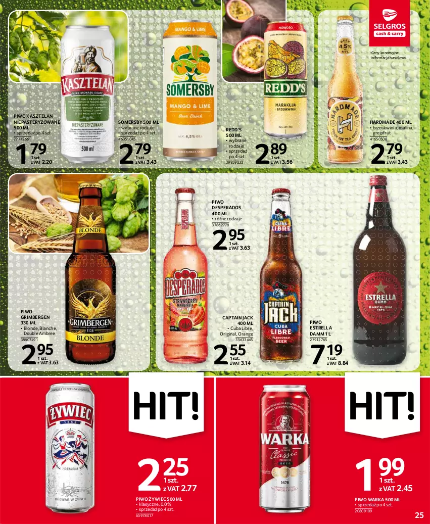 Gazetka promocyjna Selgros - Oferta spożywcza - ważna 05.08 do 18.08.2021 - strona 25 - produkty: Captain Jack, Desperados, Gin, Grejpfrut, Kasztelan, Piwo, Somersby, Warka