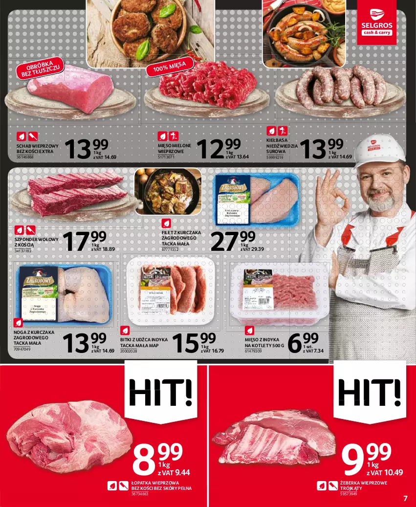 Gazetka promocyjna Selgros - Oferta spożywcza - ważna 05.08 do 18.08.2021 - strona 7 - produkty: Kiełbasa, Kotlet, Kurczak, Mięso, Mięso mielone, Mięso z indyka, Schab wieprzowy, Szponder wołowy