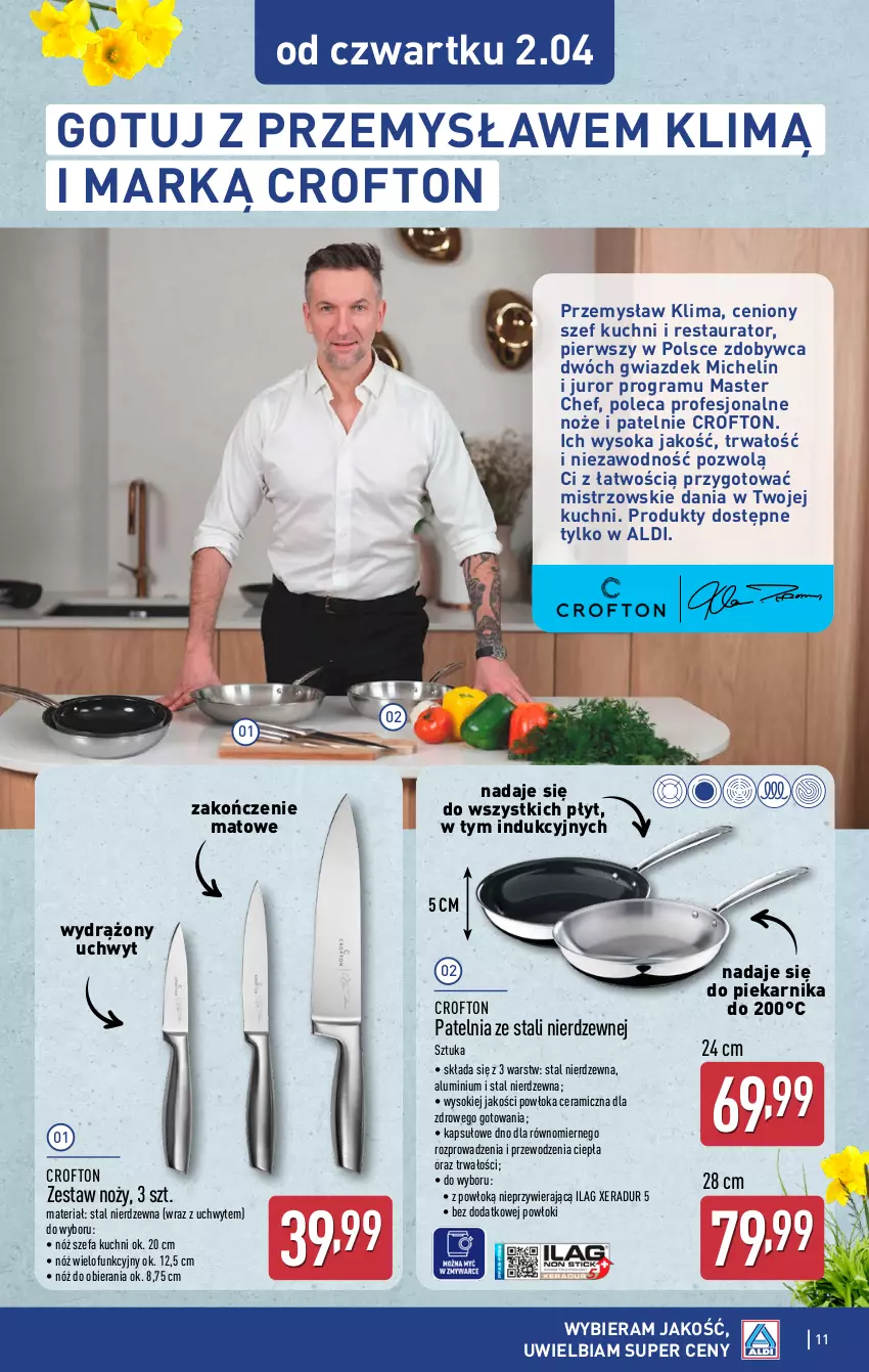Gazetka promocyjna Aldi - Artykuły przemysłowe i tekstylia - ważna 31.03 do 02.04.2026 - strona 11 - produkty: Fa, Gra, Michelin, Noż, Nóż szefa kuchni, Patelnia, Piekarnik, Sok