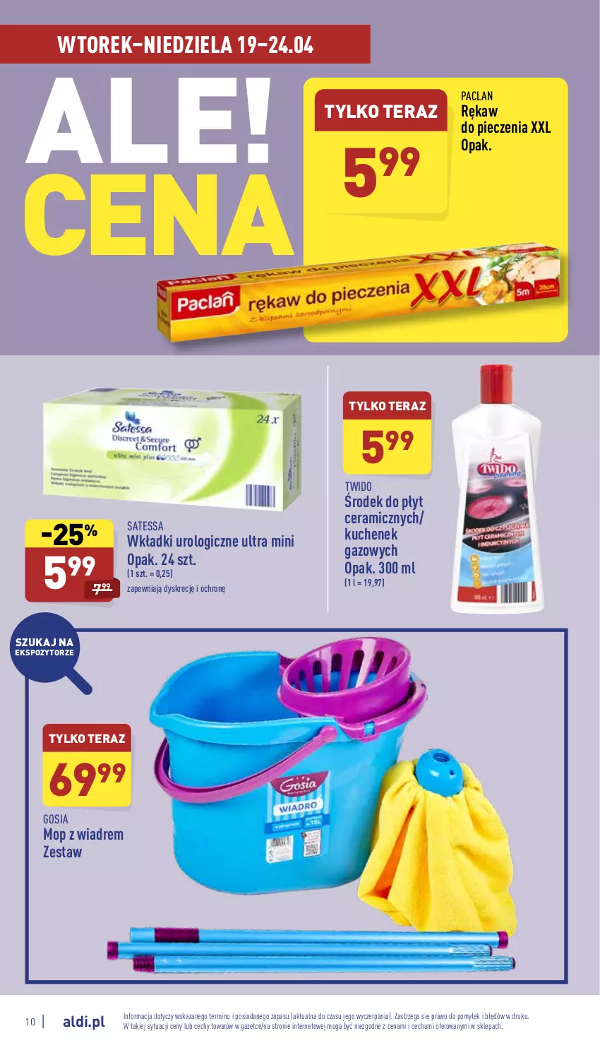 Gazetka promocyjna Aldi - Pełny katalog - ważna 19.04 do 24.04.2022 - strona 10 - produkty: Mop, Piec, Rękaw do pieczenia, Tera, Wkładki, Wkładki urologiczne