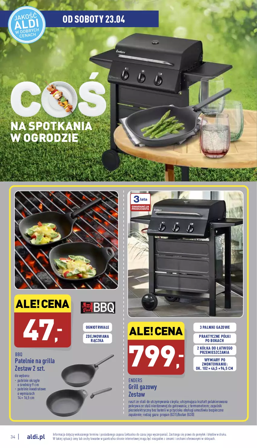 Gazetka promocyjna Aldi - Pełny katalog - ważna 19.04 do 24.04.2022 - strona 34 - produkty: Grill, Grill gazowy, Lakier, Piec, Pokrywa, Termometr