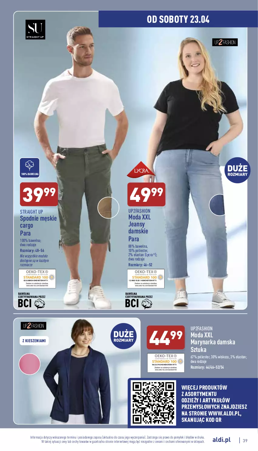 Gazetka promocyjna Aldi - Pełny katalog - ważna 19.04 do 24.04.2022 - strona 39 - produkty: Fa, Moda, Spodnie, Wełna