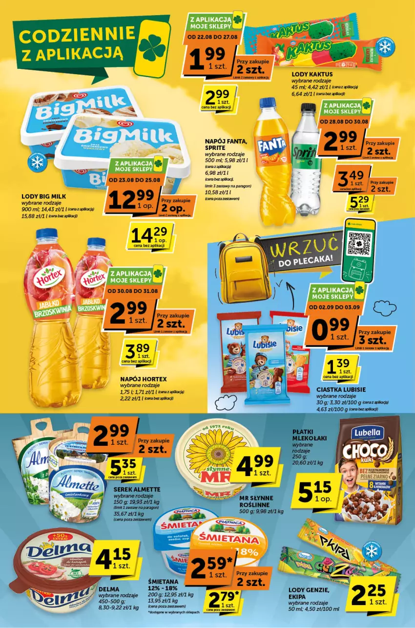 Gazetka promocyjna ABC - ważna 22.08 do 03.09.2024 - strona 2 - produkty: Big Milk, Ciastka, Fa, Fanta, Hortex, Kaktus, Lody, Lubisie, Napój, Sprite