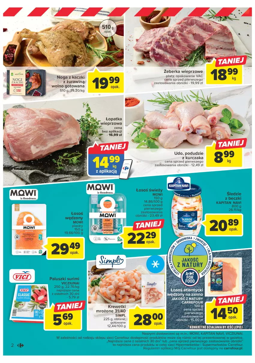 Gazetka promocyjna Carrefour - Gazetka Targ świeżości - ważna 02.05 do 06.05.2023 - strona 2 - produkty: Krewetki, Kurczak, Noga z kaczki, Surimi