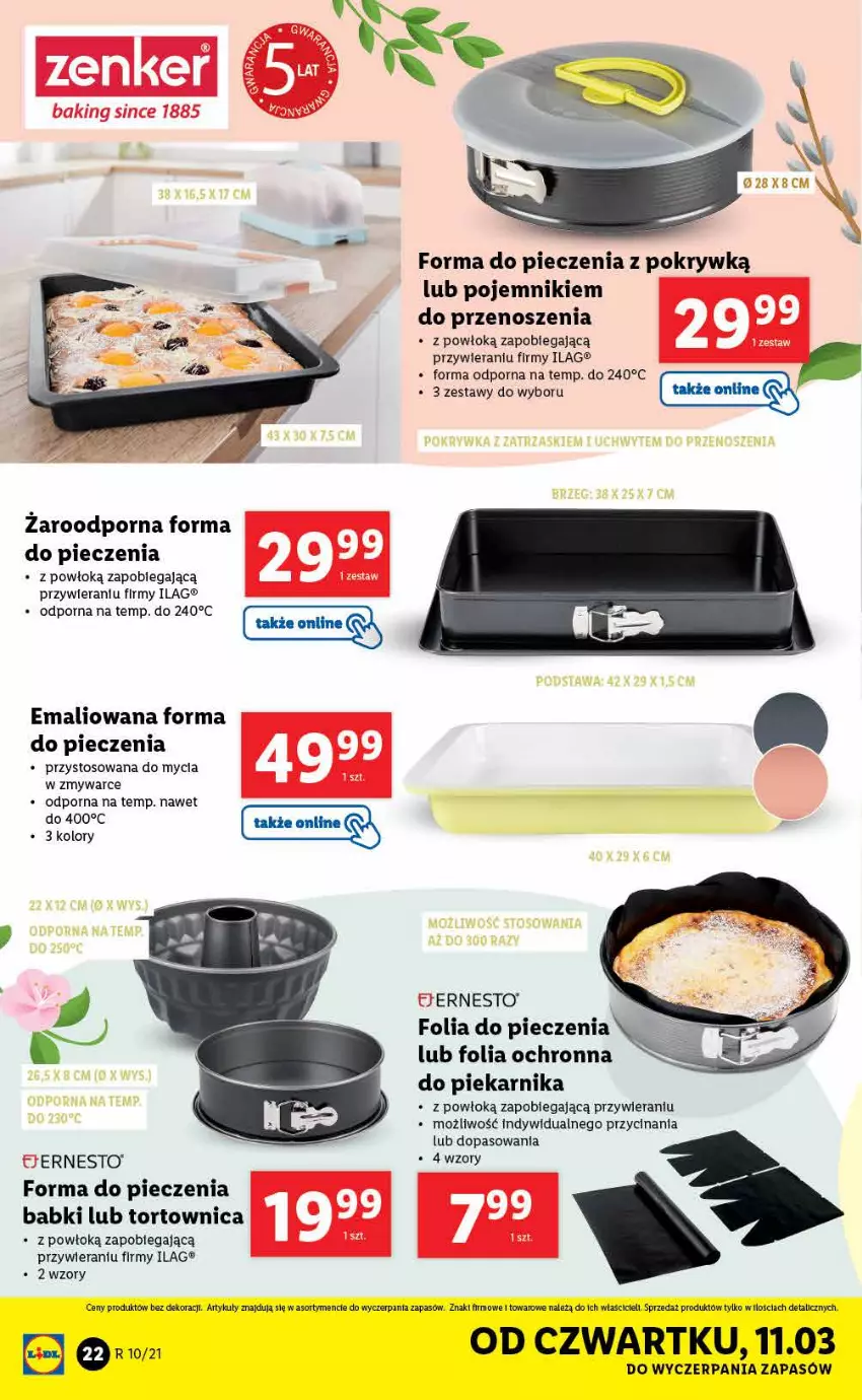 Gazetka promocyjna Lidl - GAZETKA - ważna 08.03 do 13.03.2021 - strona 22 - produkty: Forma do pieczenia, Piec, Piekarnik, Pojemnik, Por, Tortownica