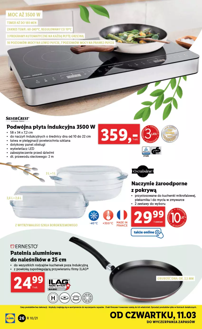 Gazetka promocyjna Lidl - GAZETKA - ważna 08.03 do 13.03.2021 - strona 26 - produkty: Fa, Kuchenki mikrofalowe, LANA, Naczynie żaroodporne, Patelnia, Piec, Piekarnik, Płyta, Płyta indukcyjna, Por, Silvercrest