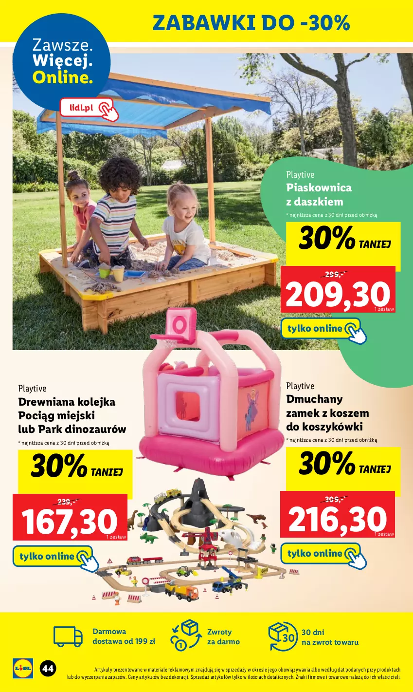 Gazetka promocyjna Lidl - GAZETKA - ważna 06.05 do 01.06.2024 - strona 44 - produkty: Dinozaur, Drewniana kolejka, Kolejka, Kosz, Olej, Pociąg