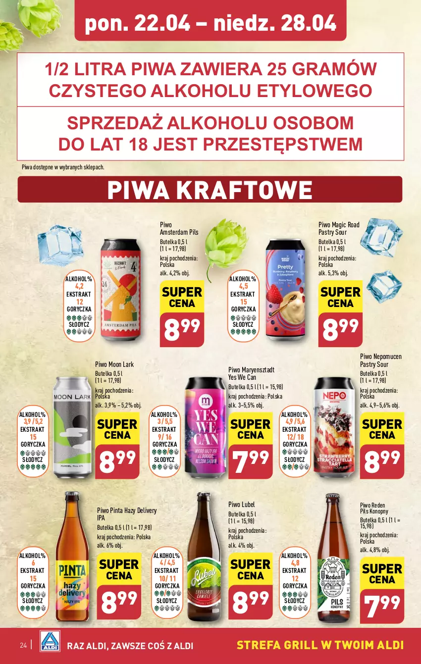 Gazetka promocyjna Aldi - Pełna oferta - ważna 22.04 do 28.04.2024 - strona 24 - produkty: Fa, Gra, Grill, Piwa, Piwo