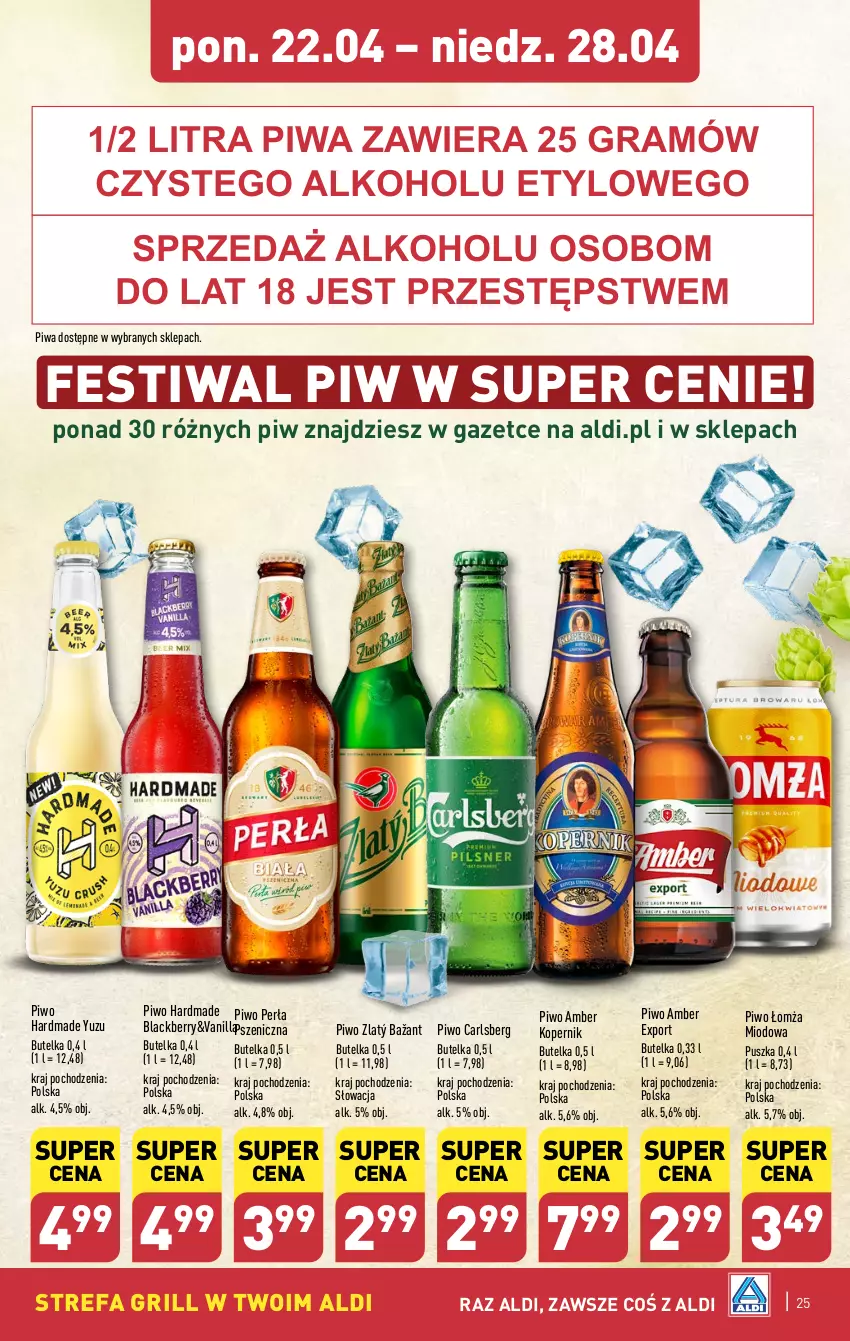 Gazetka promocyjna Aldi - Pełna oferta - ważna 22.04 do 28.04.2024 - strona 25 - produkty: Carlsberg, Fa, Gra, Grill, Lack, Perła, Piwa, Piwo, Por