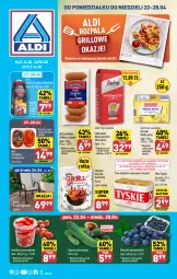 Gazetka promocyjna Aldi - Pełna oferta - Gazetka - ważna od 28.04 do 28.04.2024 - strona 1 - produkty: Krzesło ogrodowe, Piwa, Piwo, Gra, Kawa ziarnista, Ręcznik kuchenny, Ogórek, Kawa, Tyskie, Ręcznik, Krzesło, Masło, Kiełbasa, Pomidory, Segafredo, Kiełbasa śląska