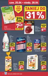 Gazetka promocyjna Aldi - Pełna oferta - Gazetka - ważna od 28.04 do 28.04.2024 - strona 32 - produkty: Naleśniki, Krakus, Sok, Ser, Gra, Hofburger, Sokołów, Sardynki, Stek, Szynka, Burger, Chleb tostowy, Chleb, Gouda, Olej, Mleko