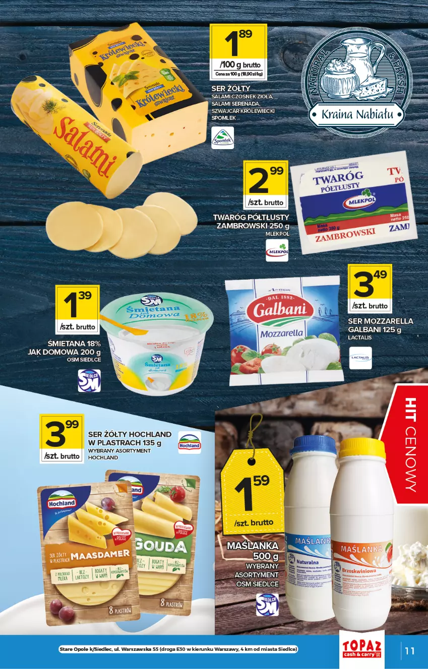 Gazetka promocyjna Topaz - Gazetka - ważna 22.07 do 28.07.2021 - strona 11 - produkty: Czosnek, Galbani, Hochland, Mozzarella, Salami, Ser, Twaróg, Twaróg półtłusty